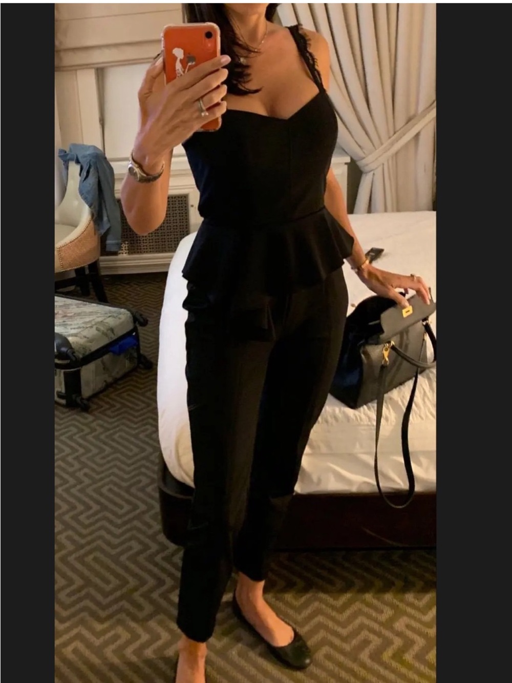 Women's Black Peplum Jumpsuit